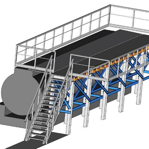 Conception : ensemble plateforme avec escaliers et garde-corps en composite